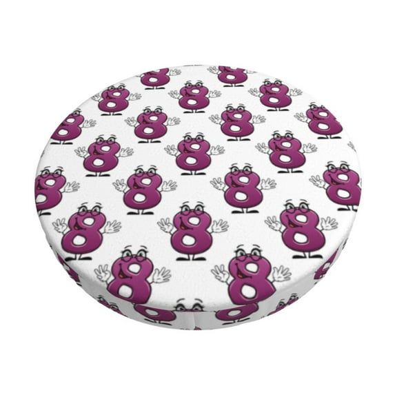 Honeii Cute Number 8 Bar Stool Covers – Perfect Fit for 12" to 14" Round Stools, Crease-Resistant, Stretchy, Washable & Dustproof Seat Slipcovers-13 inch