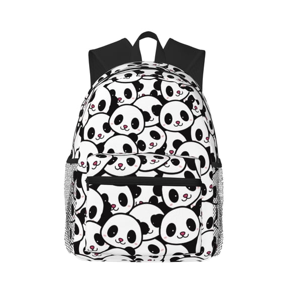 Honeii Cute Panda Face Print School Backpack,Casual Lightweight Travel Rucksack Daypack,Backpacks for College High