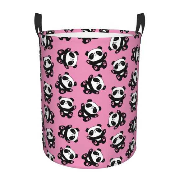 Honeii Cute Panda Print Laundry Hamper Basket,Baby Nursery Woven Storage Basket for Toys Bin,Pillows,Blankets,Clothes-