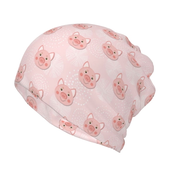 Honeii Cute Pig Face Print Winter Beanie Daily Hat - Thermal Polar Fleece Ski Running Hat Skull Cap for Men and Women,Beanie