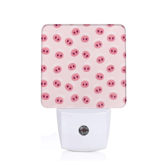 Honeii Cute Pig Nose Print LED Night Light with Light Sensor, Night Lights Plug Into Wall,Ideal for Bedrooms and Hallways-US