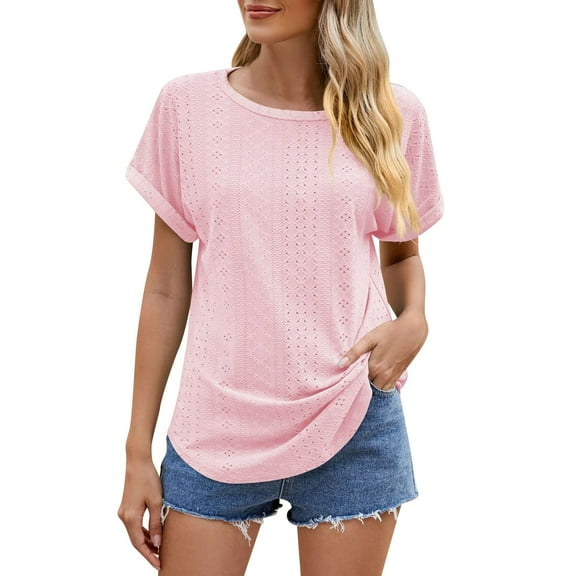 Women's Fashion Casual T-Shirt Summer Crew Neck Short Sleeve Loose Fit Comfortable Top for Everyday Wear
