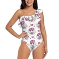 thumbnail image 1 of Honeii Cute Poodle Dog for women's one-piece swimsuit featuring a chic one-shoulder design experience elegance and style in the water-Large, 1 of 6