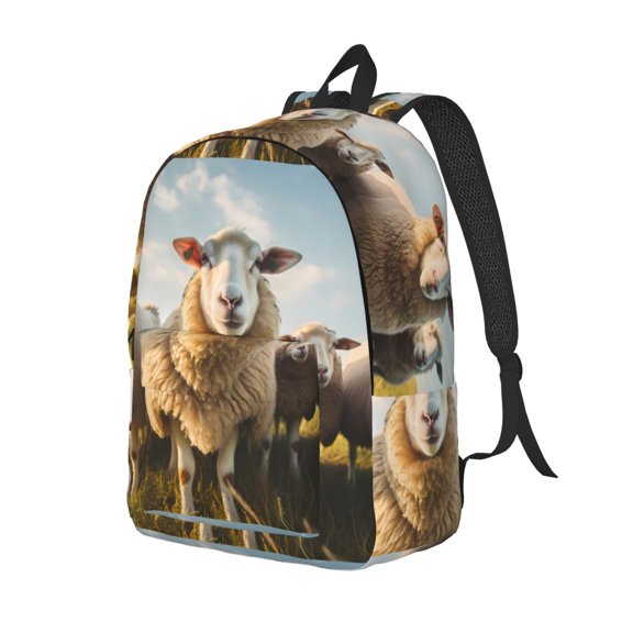 Honeii Cute Prairie Sheep Herd Print Canvas Backpack for School & Outdoor,Laptop Excursion Backpack,Notebook School Bookbag For Men Women,for Work, Travel, and Everyday Use-Small