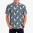 thumbnail image 1 of Honeii Cute Rabbit Floral print Polo Shirt, a classic short-sleeved, button-down golf shirt designed for menX-Large, 1 of 6