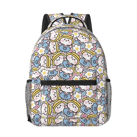 Honeii Cute Rabbit Print Backpack for School,15.6 inch Laptop Back Pack for High School and College Students, Waterproof Computer Bookbag-One Size
