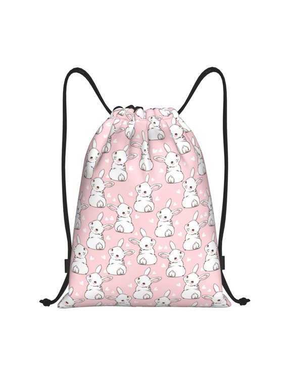 Cute Rabbit Print Drawstring Backpack,Drawstring Bags String Backpack Gym Cinch Sack Backpack Sport Bag Draw-Medium