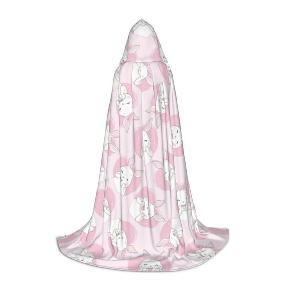 Honeii Cute Rabbit Print Poncho Cape, Cloak Coat, Snuggly Hooded Wearable Blanket, Hooded Cape For Teenagers,Halloween Costumes-Medium