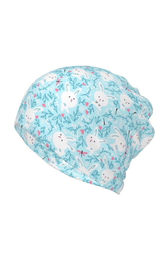 Cute Rabbit Print Winter Beanie Daily Hat - Thermal Polar Fleece Ski Running Hat Skull Cap for Men and Women,Beanie
