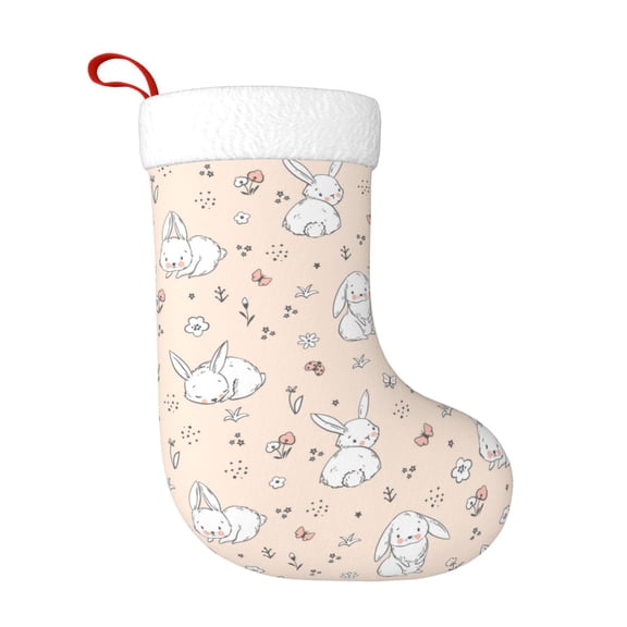 Honeii Cute Rabbit for Christmas Stocking,Large Xmas Stocking,Holiday and Family Stocking for Fireplace Christmas Holiday Party Decoration