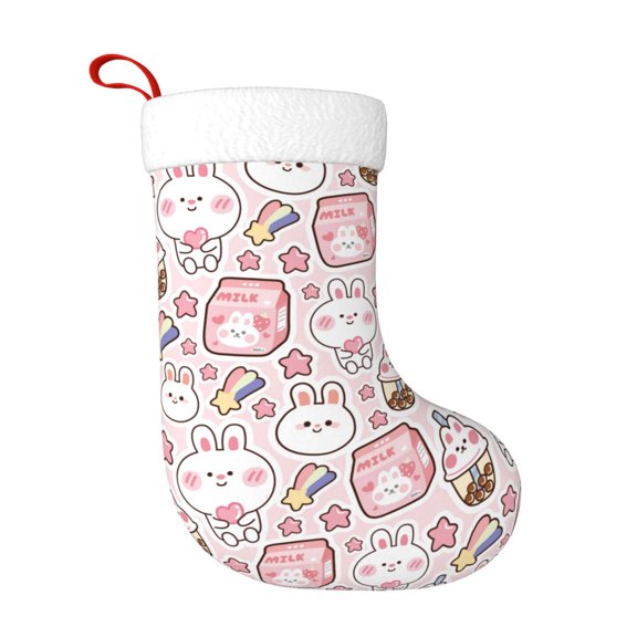 Honeii Cute Rabbit for Christmas Stocking,Large Xmas Stocking,Holiday and Family Stocking for Fireplace Christmas Holiday Party Decoration