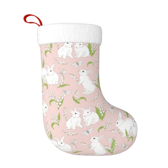 Honeii Cute Rabbit for Christmas Stocking,Large Xmas Stocking,Holiday and Family Stocking for Fireplace Christmas Holiday Party Decoration