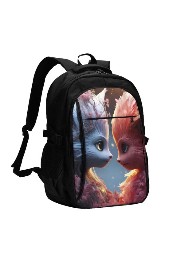 Cute Red And White Elf for Travel Laptop Backpack, Business Laptops Backpack with USB Charging Port, College High School Computer Bag for Men Women