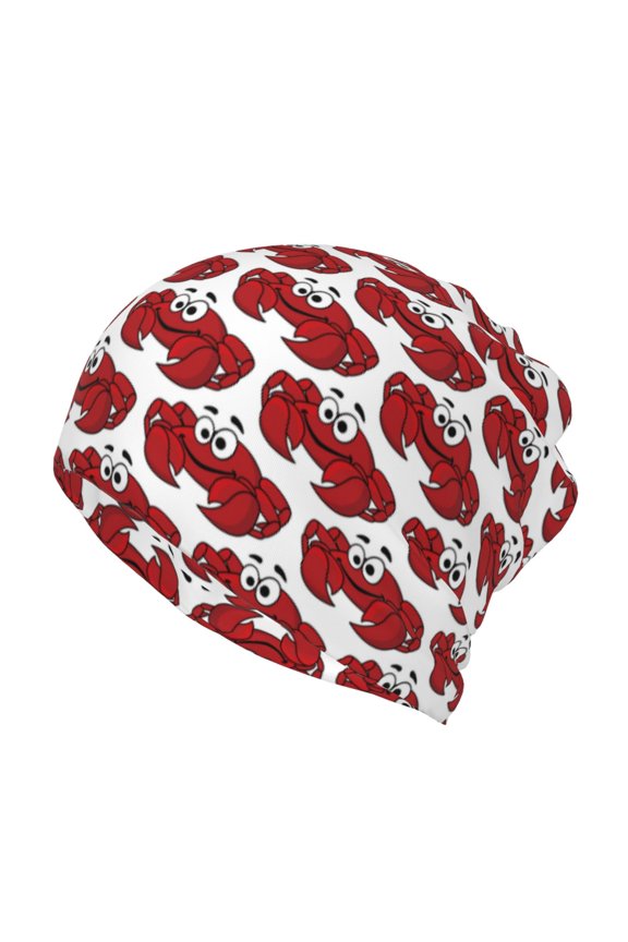 Cute Red Crab Print Winter Beanie Daily Hat - Thermal Polar Fleece Ski Running Hat Skull Cap for Men and Women,Beanie