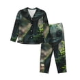 thumbnail image 1 of Honeii Cute Saucerman With Big Eyes Print Women's Pajama Sets Long Sleeve Button Down Sleepwear Nightwear Soft Pjs Lounge Sets 2PCS-Large, 1 of 7