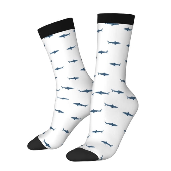 Honeii Cute Shark Print Adult Socks,Crew Socks,Casual Calf Socks,Daily Wear Socks for Men & Women, Perfect for Sports, Casual and Everyday Use