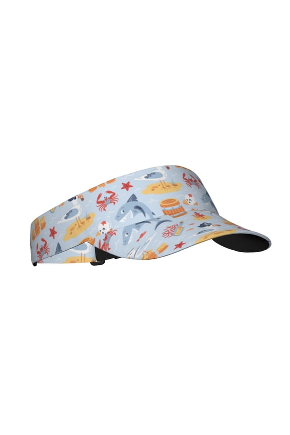 Cute Shark Print Adult Sunscreen Visor Cap, Adjustable Sun Protection Hat,Sun Visor Hats,UV Protection Outdoor Sports Golf Running Sun Caps