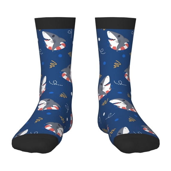 Honeii Cute Shark Print Children's Colorful Socks,Unisex Kids and Toddlers' Cushioned Sock,Kids Athletic Crew Socks,for Everyday Wear and Sports