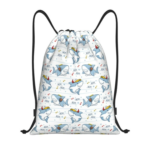 Honeii Cute Shark Print Drawstring Backpack,Drawstring Bags String Backpack Gym Cinch Sack Backpack Sport Bag Draw-Medium