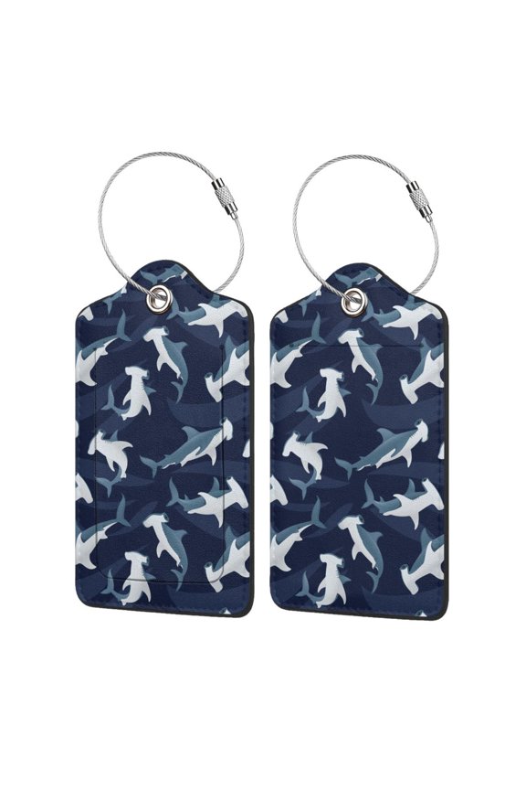 Cute Shark Print Leather Luggage Tag for Suitcases,ID Tags,Bag Tags for Luggage,Functional Travel Tag-1