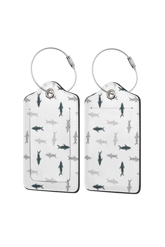 Cute Shark Print Leather Luggage Tag for Suitcases,ID Tags,Bag Tags for Luggage,Functional Travel Tag-1