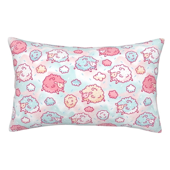 Honeii Cute Sheep Print Pillow Cases,Plush Throw Pillow Covers,Decorative Pillowcase for Sofa, Couch, Living Room-14"x20"