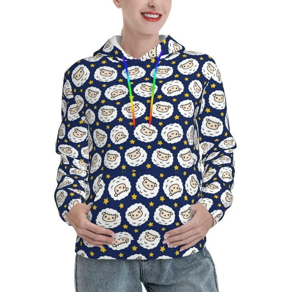 Honeii Cute Sheep With Star Pattern Womens Oversized Hoodies Long Sleeve Sweatshirts Pullover Fall Outfits with Pocket-Large