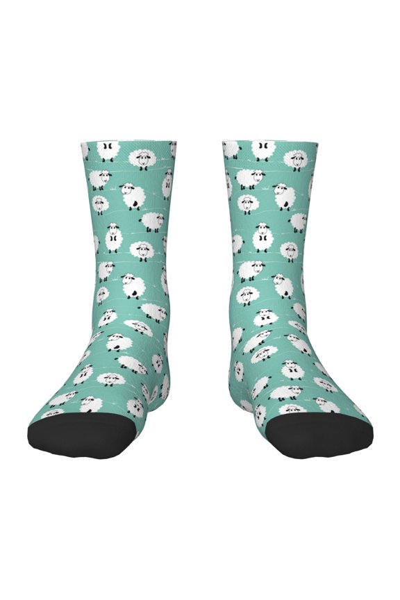 Cute Sheeps Print Children's Colorful Socks,Unisex Kids and Toddlers' Cushioned Sock,Kids Athletic Crew Socks,for Everyday Wear and Sports