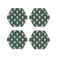 thumbnail image 1 of Honeii Cute Shiba print Leather Coaster Set of 4, ideal for safeguarding your furniture from drinks spills and effortless cleanup-Hexagon, 1 of 6