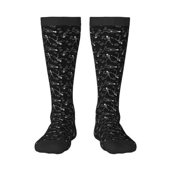 Honeii Cute Skull Print Long Socks,Novelty Design Socks Gift for Men and Women,Crew Socks,Calf Socks