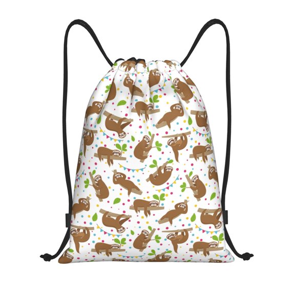 Honeii Cute Sloth Print Drawstring Backpack,Drawstring Bags String Backpack Gym Cinch Sack Backpack Sport Bag Draw-