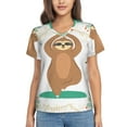 thumbnail image 1 of Honeii Cute Sloth In Yoga Pose Tree Print Women's Classic V-Neck T-Shirt,Womens Fashion Tops,Stylish Everyday Top for Women, Casual Summer Spring Outfits Clothes-Small, 1 of 5