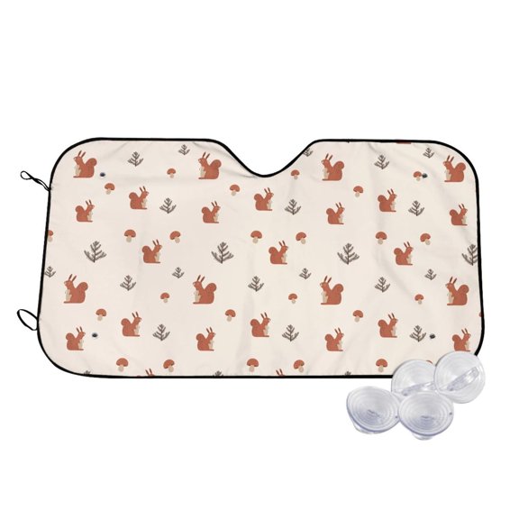 Honeii Cute Squirrel Print Car Sunshade for Windshield,Car Cover Sunshade Protector,Foldable Front Window Sun Visor,Fits Cars, SUVs, Trucks