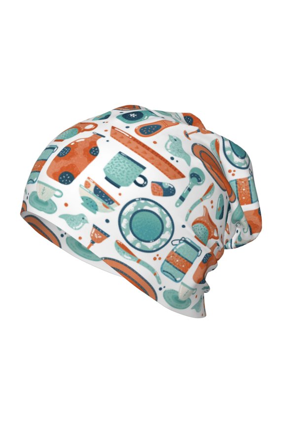Cute Tableware Print Kids Knit Beanie Watch Hat ,Knit Cap for Boys and Girls