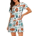 thumbnail image 1 of Honeii Cute Tableware Print Women's Loose Short Sleeve Nightgown, Soft Cotton Sleepwear, Comfy Loose Fit Pajama Dress for Sleep and Lounge, 1 of 6