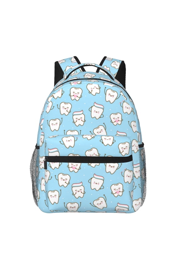 Cute Teeth Print Backpack for Both Men and Women, Basic Bookbag for College, Work, or Travel,Rucksack Computer Bag-One Size