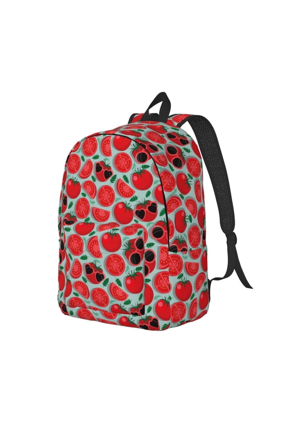 Cute Tomato Print Canvas Backpack for School & Outdoor,Laptop Excursion Backpack,Notebook School Bookbag For Men Women,for Work, Travel, and Everyday Use-Medium