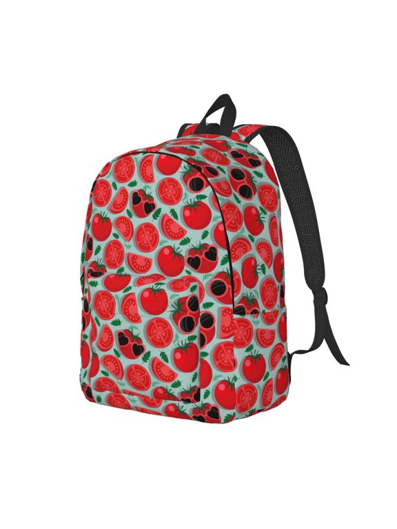 Cute Tomato Print Canvas Backpack for School & Outdoor,Laptop Excursion Backpack,Notebook School Bookbag For Men Women,for Work, Travel, and Everyday Use-Medium