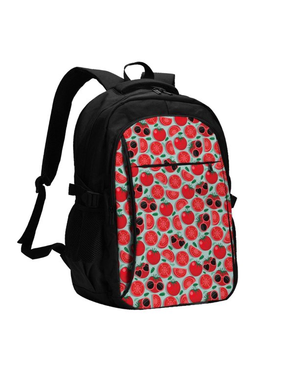 Cute Tomato for Travel Laptop Backpack, Business Laptops Backpack with USB Charging Port, College High School Computer Bag for Men Women