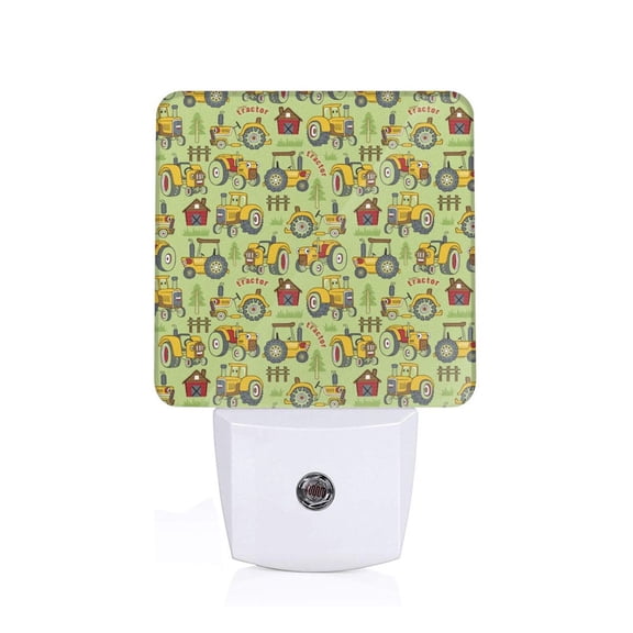 Honeii Cute Tractor Print LED Night Light with Light Sensor, Night Lights Plug Into Wall,Ideal for Bedrooms and Hallways-US