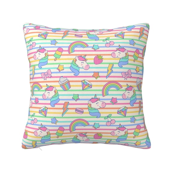 Honeii Cute Unicorn Print Throw Pillow, Square Decorative Pillow Forms Soft Fluffy Plump Pillow Decorative Pillow Inserts,Couch Pillows-24"x24"