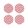 thumbnail image 1 of Honeii Cute Watermelon print Leather Coaster Set of 4, ideal for safeguarding your furniture from drinks spills and effortless cleanup-Round Shape, 1 of 6