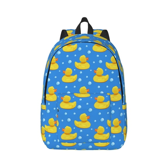 Honeii Cute Yellow Rubber Ducks Print Canvas College Laptop Backpack, Durable Rucksack Travel Notebook Bag School Backpack Book Bag for Men Women-Medium
