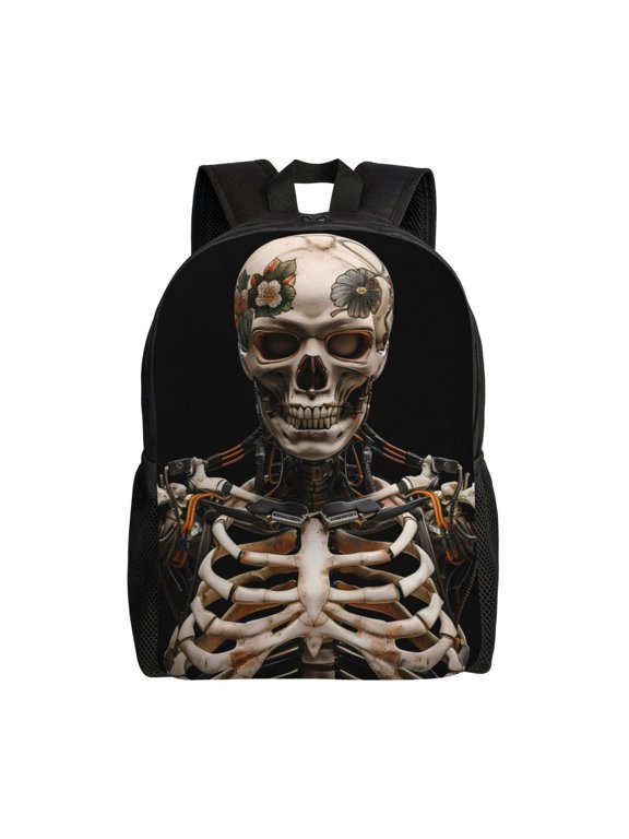 Cyber Skeleton With Tattoos Print Laptop Backpack for Work, College, Travel, Daily Backpacks for Men Women, Sport Rucksack,Computer Bag