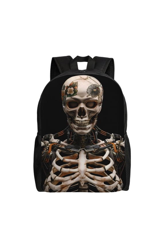 Cyber Skeleton With Tattoos Print Laptop Backpack for Work, College, Travel, Daily Backpacks for Men Women, Sport Rucksack,Computer Bag