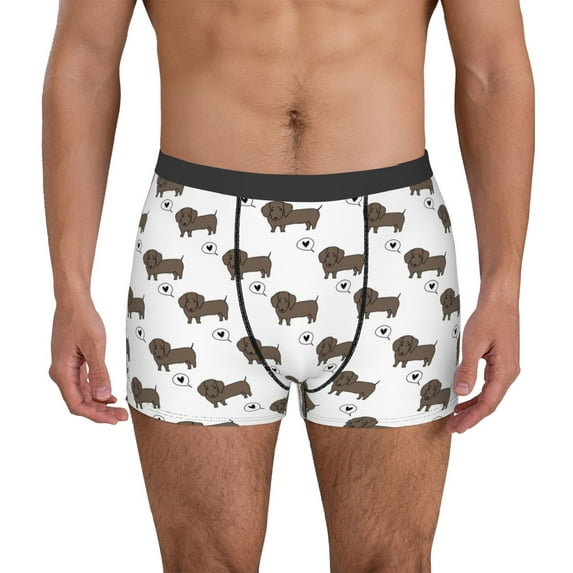 Honeii Dachshund Dog Men's Underwear Boxer Briefs Pack, ComfortSoft Boxer Brief for Men, Moisture-Wicking Breathable-XX-Large