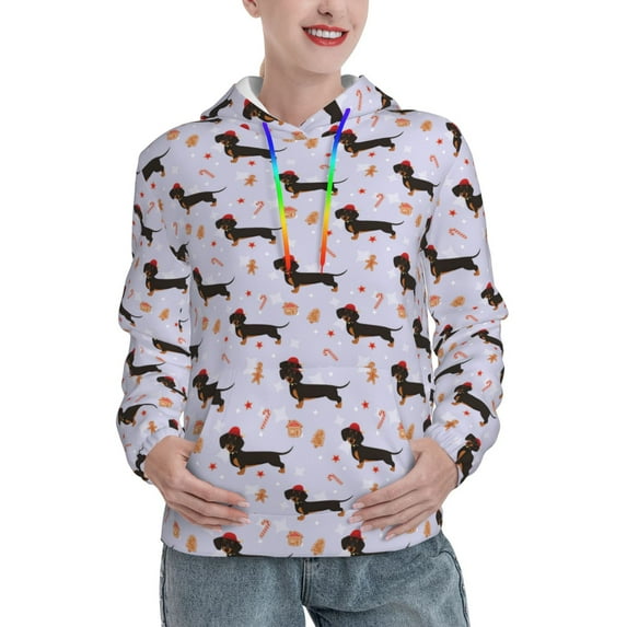 Honeii Dachshund Dog Pattern Womens Oversized Hoodies Long Sleeve Sweatshirts Pullover Fall Outfits with Pocket-X-Large