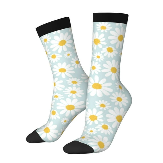 Honeii Daisies Flowers Print Adult Socks,Crew Socks,Casual Calf Socks,Daily Wear Socks for Men & Women, Perfect for Sports, Casual and Everyday Use