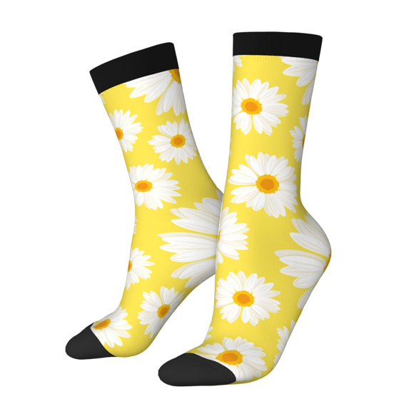 Honeii Daisies Flowers Print Adult Socks,Crew Socks,Casual Calf Socks,Daily Wear Socks for Men & Women, Perfect for Sports, Casual and Everyday Use