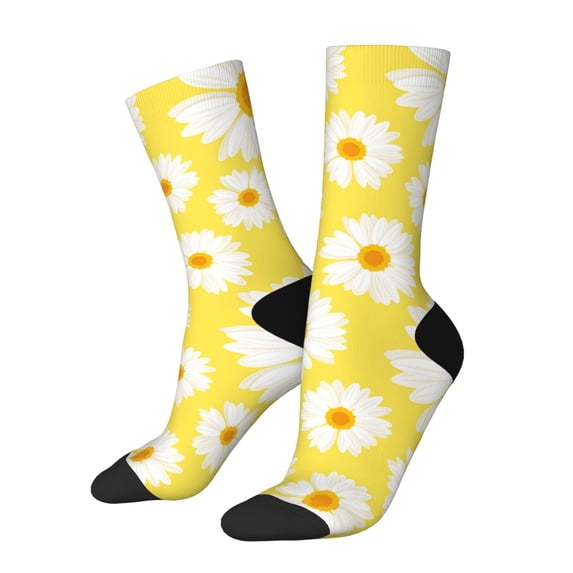 Honeii Daisies Flowers Print Adult Socks,Crew Socks,Casual Calf Socks,Daily Wear Socks for Men & Women, Perfect for Sports, Casual and Everyday Use
